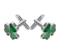 Healeved 2pcs Lucky Shamrock Cufflinks and Tie Clip Set for Men in Green Alloy with Smooth Edges and Easy to Put, Classic Irish Accessories for St Patrick's Day and Parties
