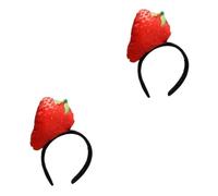 Healeved 2pcs Makeup Headband for Women Strawberry Facial Headband for Shower Face Wash Soft and Comfortable Hair Accessory for Parties and Festivals
