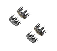 Healeved 2pcs Medieval King Crown Foam Headdress Lightweight Royal Costume Accessory for Halloween Cosplay Parties Dark Grey King Crown Prop for Couples and Friends