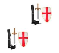 Healeved 2pcs Medieval Knight Role Play Set with Shield and Sword, Plastic and Pu Materials, Authentic Vintage Style for Halloween and Cosplay Accessories Enhancing Imagination and Safe Use