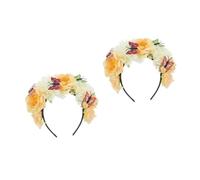 Healeved 2pcs Mexican Floral Headband with Butterfly Embellishments Lightweight Vintage Flower Crown for Halloween Cosplay Day Accessories for Women