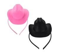 Healeved 2pcs Mini Cowboy Hat Headband Lightweight Western Hair Accessories for Women Comfortable Fit for Halloween Carnival Parties and Cowgirl Birthday Celebrations