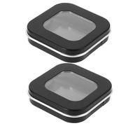 Healeved 2Pcs Mini Eyeshadow Container Magnetic Small Container Box Plastic Compact Refillable Empty Loose Powder Case Sleek Stylish Black for Makeup Collection and Business Trips