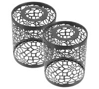 Healeved 2pcs Modern Cylindrical Iron Hollow Pattern Lamp Shade with Floral Cutout, Black Round Metal Lampshade for Home or Bar, Easy to Maintain and Disperses Light Evenly