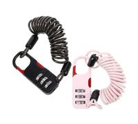 Healeved 2pcs Motorcycle Cable Lock with Resettable 3-Digit Combination, Heavy Duty Anti-Theft Portable Wire Lock for Electric Bikes, Scooters, Helmet, and Outdoor Security - Pink Black