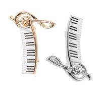 Healeved 2pcs Music Note Brooch Pins for Men and Women, Elegant Alloy Piano Statement Accessories, Versatile Lapel Pins to Upgrade Suit or Hat for Weddings and Special Occasions