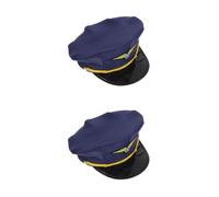 Healeved 2pcs Navy Octagonal Pilot Hat Adult for Cosplay Events and Themed Parties, Polyester Airline Captain Costume Headwear with Easy Cleaning and Reusable Features, Stylish