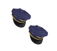 Healeved 2pcs Navy Octagonal Pilot Hat for Women Professional Cosplayers Made of Polyester with Authentic Look and Easy Cleaning, for Stage Performance and Theatrical Performances