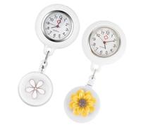 Healeved 2pcs Nurses Watch Retractable Clip Watch Metal Quartz Glass Beautiful Practical Design Convenient to Read Time Not Easy to Break for Nurses and Professional Persons