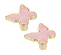 Healeved 2pcs Pink Butterfly Cabinet Knobs Single Hole Zinc Alloy Drawer Pull Handles with Smooth Surface for Wardrobe and Closet Door, Minimalist and Elegant Design Suitable for Bathroom