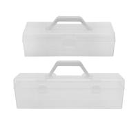 Healeved 2pcs Plastic Tool Box with Handle for Students, Rectangular Storage Case for Pencils and Art Supplies, Portable and Compact for School and Studio Use