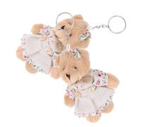 Healeved 2pcs Plush Bear Doll Pendant Plush Keychain Delicate Beautiful Color Fabric Portable Key Chain for Family Members Friends Spring Summer