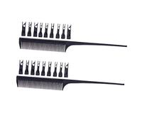 Healeved 2PCS Portable Hair Dye Comb Set with Movable Teeth Professional Pointed Tail Hairdressing Combs for Home and Salon Use Lightweight Black Styling Tools for Haircut and Hair