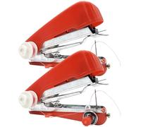 Healeved 2pcs Portable Mini Handheld Sewing Machine Set Manual Multi-functional Small Sewing Kit for Home and Travel Red Pocket-sized Tool with Accessories