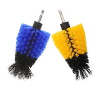 Healeved 2pcs Power Drill Brush Heads Cleaning Kit 5-inch Cone Ball Scrub Brushes for Car Detailing, Boat and Home Surface Cleaning, Blue and Yellow Electric Drill Accessories