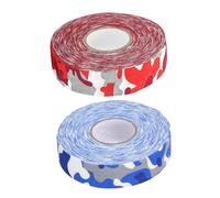 Healeved 2pcs Professional Wear-Resistant Hockey Tape Blue Red Camo 2.5cm x 25m Anti-Slip Stick Bands Portable Hockey Grip Tape for Ice Players