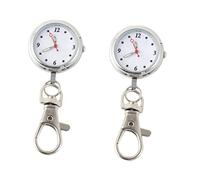 Healeved 2pcs Quartz Pocket Watch for Men Women Keychain Watch Large Numbers Silver