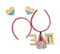 Healeved 2pcs Rainbow Heart Headbands Lightweight Comfortable Festival Accessories for Pride Day Wedding Birthday Party Multicolored Hair Hoops with Unique Love Shape