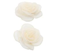 Healeved 2pcs Removable Rose Flower Shoe Buckles Accessories for Sandals and High Heels Handmade Fabric Floral Embellishments for Weddings Parties and Casual Outfits Light Yellow Clips