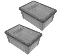 Healeved 2pcs Reptile Feeding Box Enclosure for Tarantula Scorpion Gecko Terrarium with Ventilation Practical Habitat Breeding Container for Small Reptiles