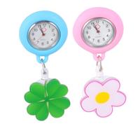 Healeved 2pcs Retractable Nurse Watches with Secure Clip Ergonomic Design Hanging Nursing Pocket Watches for Women Doctors Paramedics Medical Staff
