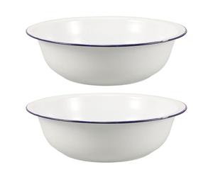 Healeved 2pcs Retro Enamel Basin for Foot Soaking Enameled Old Style Wash Tub Rustic Enamel Foot Bath Basin for Face Washing
