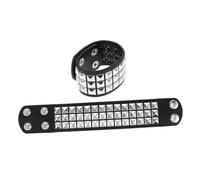 Healeved 2pcs Retro Punk PU Leather Wristband for Men Women Studded PU Leather Bracelet Stylish Vintage Rivets Cuff for Concerts Parties Fashion Accessories