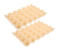 Healeved 2pcs Reusable Egg Carton Chicken Egg Tray Pp Material Slim Compact Design with Groove and Stackable Grids Beige Fridge Holder Fits into Refrigerator Protects Kitchen Storage