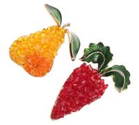 Healeved 2pcs Rhinestone Carrot and Pear Brooch Pin Lightweight Cute Enamel Winter Brooches for Women Non-irritating Clothing Accessories for Jackets Backpacks Hats Holiday