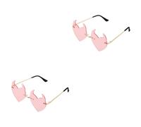 Healeved 2pcs Rimless Heart Shaped Devil Horn Sunglasses Lightweight Portable Eyewear for Valentine S Day Party Favors and Beachwear Cute Cartoon Design for Women
