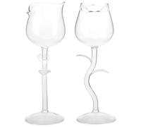 Healeved 2Pcs Rose Flower Red Wine Glasses Cocktail Goblets Small Stemmed Glassware for Party Bar and Valentine's Day