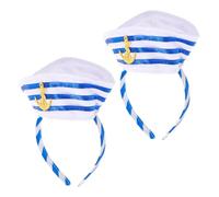 Healeved 2pcs Sailor Hat Headbands Navy Captain Hat Hair Accessories with Fabric Material for Decorative Effect and Photo Props for Cosplay Banquet and Holiday Party