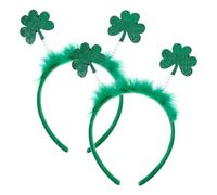 Healeved 2pcs Saint Patrick's Day Headband Set with Shamrock Leaf Plush, Green Festival Hair Hoop Accessories for Irish Party and Celebration