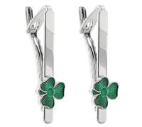 Healeved 2pcs Shamrock Clover Necktie Clip for Men, Elegant Irish Design Alloy Tie Fastener with Secure Hold and Lightweight Feature, for Father’s Day and St Patrick's Day Festival