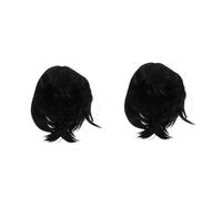 Healeved 2pcs Short Bob Wig Bangs for Women Straight Natural Looking Costume Wig for Halloween Party Cosplay Role Playing Props