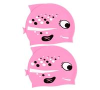 Healeved 2Pcs Silicone Swim Caps Cartoon Fish Design Waterproof Comfortable Swimming Hats for Boys and - Soft Fit Swim Hat for Pool and Beach Use