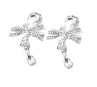 Healeved 2pcs Silver Bowknot Pendant Crystal Inlay, Lightweight Alloy Material, Creative and Delicate DIY Accessories for Phone Case or Dress Decoration, and Ladies
