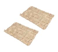 Healeved 2pcs Sleeping Nest Mat for Hamster Cage Beige Corn Leaf | Household Bedding the Cage, Suitable for Hamster Use, Grass Weave, Resting Pad