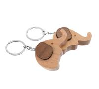 Healeved 2pcs Small Elephant Keychain Wooden Mobile Phone Holder, Solid Wood Phone Stand Pendant for Desk and Bag Hanging Decor, Creative Keyring Accessory for Women Random Color