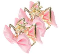 Healeved 2pcs Small Metal Bow Hair Clips for Thin Hair Girls Mini Double-sided Bow Knot Claw Clips with Rabbit Ear Design for Daily and Party