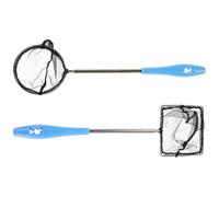 Healeved 2pcs Small Telescopic Fishing Nets with Adjustable Handles - Round Square Extendable Fish Tank Nets for Aquarium Cleaning and Freshwater Saltwater Anglers