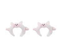 Healeved 2pcs Soft and Cozy White Sheep Horn Headband Lamb Ear Design, Comfortable Cloth Animal Accessories for Halloween Cosplay Party and Costume Changes