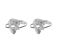 Healeved 2pcs Sparkling Disco Mirror Half Face Mask Silver Venetian Masquerade Glitter Cover for Halloween Party Festival Costume Adults