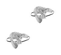 Healeved 2pcs Sparkling Venetian Half Face Mask Glitter Mirror Cover for Halloween Masquerade Party Silver Disco Ball Mask for Adults Festival Costume