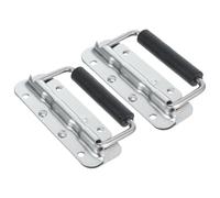 Healeved 2pcs Stainless Steel Foldable Pull Handles with Non-Slip Rubber Grip for Jewelry Storage Box and Instrument Case, Heavy Duty Surface Mount Chest Hardware with Easy Installation