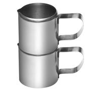 Healeved 2pcs Stainless Steel Milk Jug Multi-Functional Sauce Dispenser 57ml Capacity Silver Modern Simple Shape for Home and Hotels