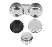 Healeved 2pcs Stainless Steel Paint Brush Pot with Tight-sealing Lid and Dual Palette Cups Integrated Design for Oil Painting Artists Art Supplies