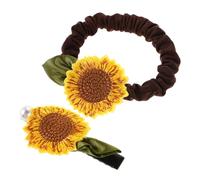 Healeved 2pcs Sunflower Hair Accessories Elegant Hair Clips Ponytail Holders Ties for School Parties Daily Wear Secure Hold