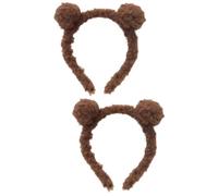 Healeved 2pcs Sweet and Adorable Plush Bear Ears Headband for Boy Girl Fun Hair Accessory for Parties Cosplay and Festivals Dark Brown Color Soft Ears