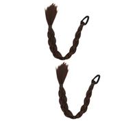 Healeved 2pcs Synthetic Straight Braid Ponytail Extension for Women Natural No-trace Design Deep Hairpiece for Effortless Styling for Daily Wear and Parties